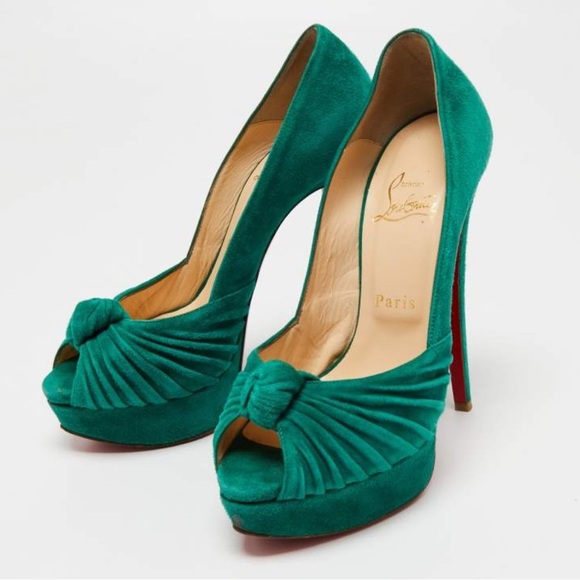 Christian Louboutin Green Suede Heels 39 - Picture 1 of 7